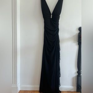 Betsy & Adam long black formal dress.